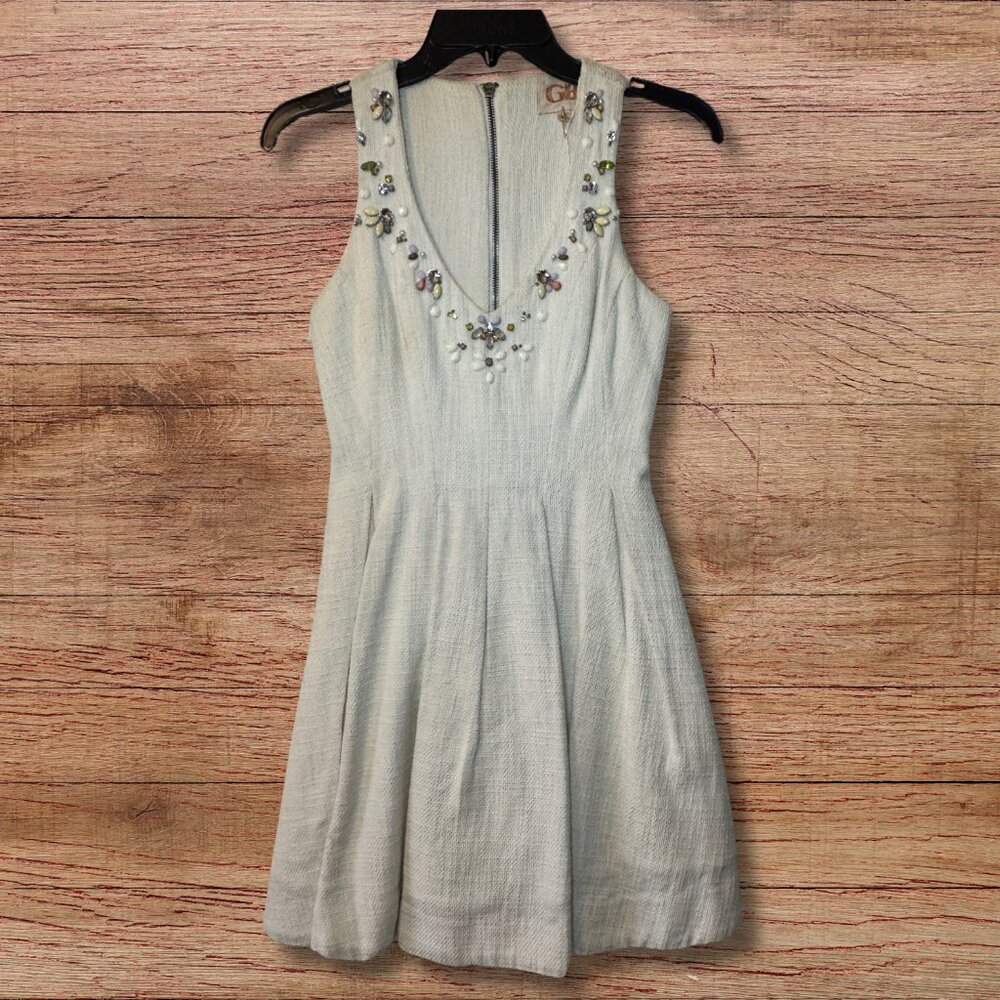 Gorgeous GB Beaded Fit & Flare Dress - Ivory XS